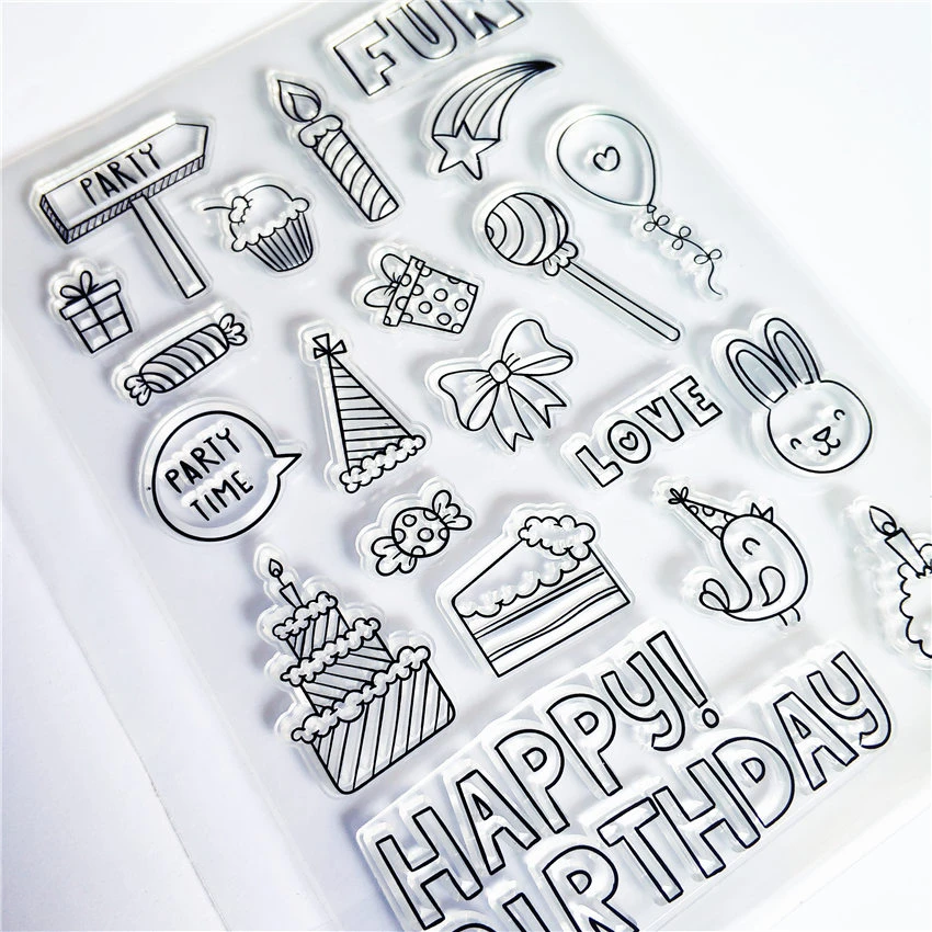 Hot Sale Birthday Present Transparent Clear Stamps / Silicone Seals Roller Stamp For Diy