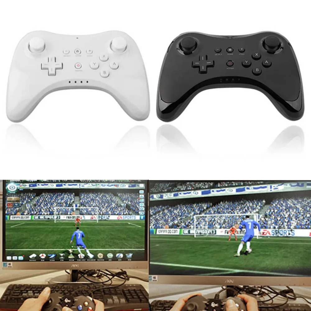 Dual Analog Bluetooth Wireless Remote Controller USB U Pro Game Gaming Gamepad for for Nintendo Wii U Black White With USB Cable black classic wired controller gamepad for nintendo wii wii u retail packed