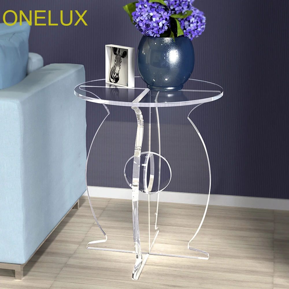 Clear Acrylic Round Ocassional Side Sofa Tea Table, Lucite Coffee Table Clear Acrylic Round Ocassional Side Sofa Tea Table, Lucite Coffee Table