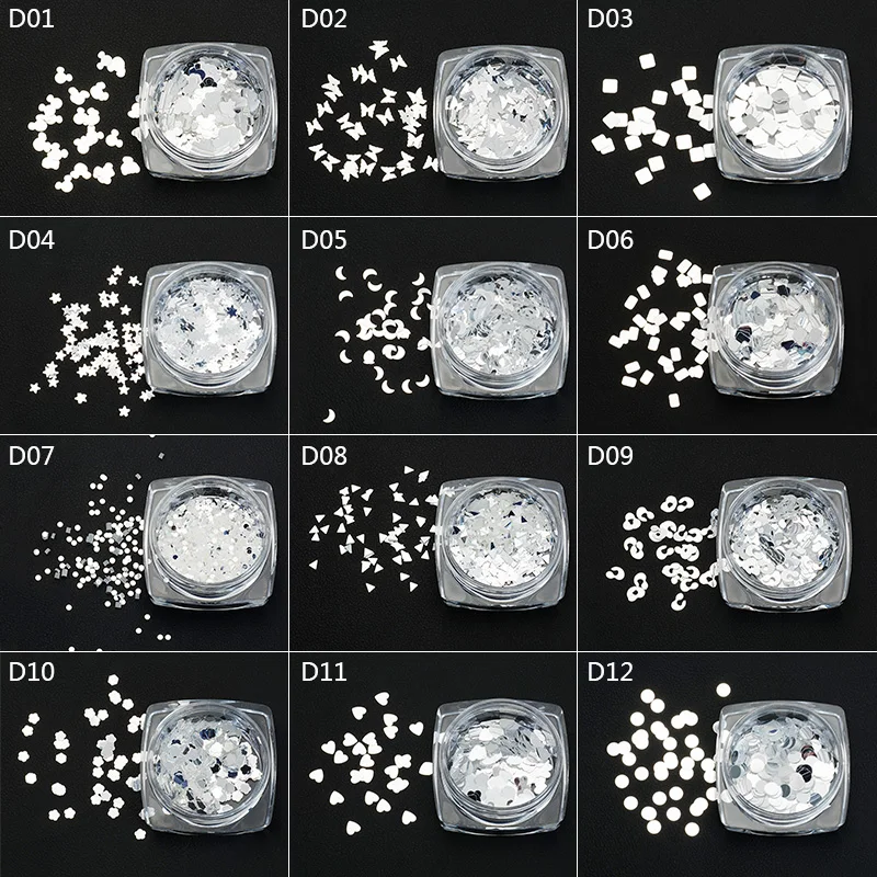 Mtssii Silver Holographic Nail Paillettes Sequins Moon Stars Heart Flakes Tips Nail Art Decoration Manicure Glitter Powder