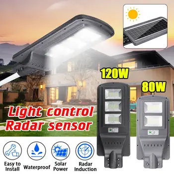 

Smuxi 80W/120W LED Solar Lamp Wall Street Light Dusk to Dawn Super Bright Motion Sensor Waterproof Security Lamp for Garden Yard