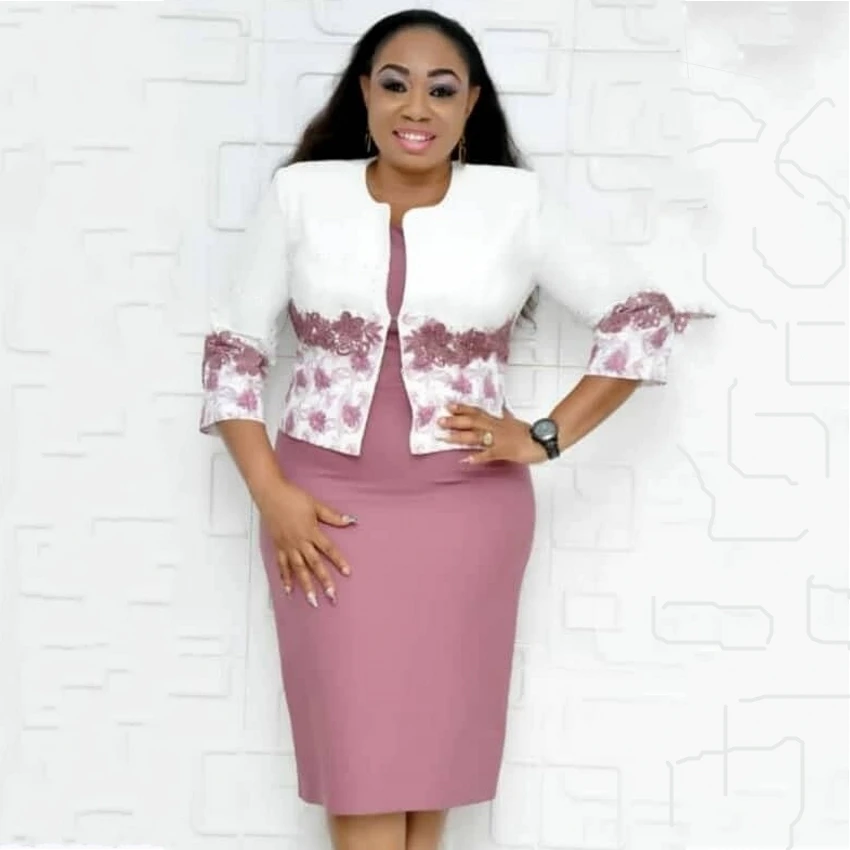 

Elegant 2 Piece Sets Office Plus Size Dress Summer Autumn Midi Dress 2019 Casual O-neck Bodycon Dresses Vestidos