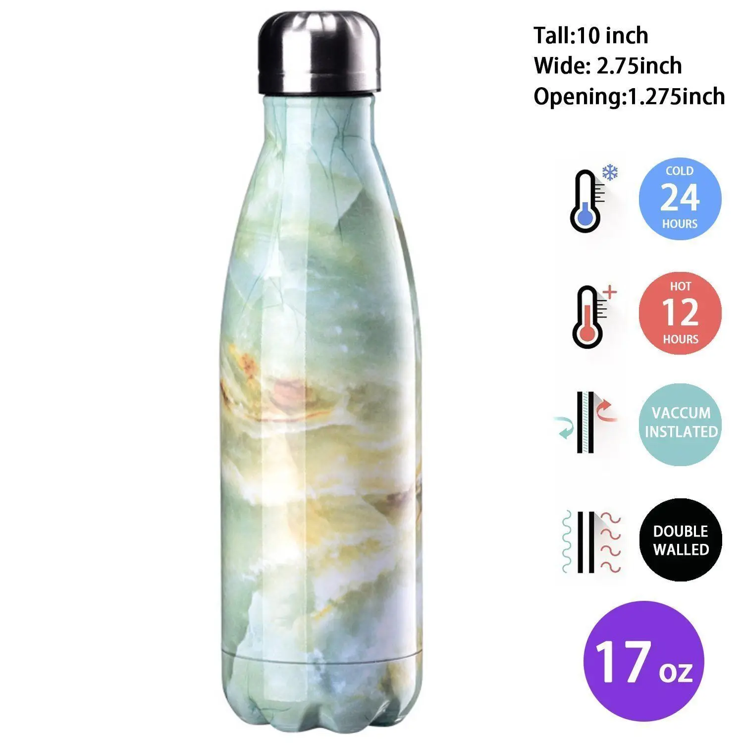 Европейский стиль, портативная бутылка для воды с вакуумной изоляцией из нержавеющей стали, Герметичный Термос с двумя стенками, горячая/холодная, 500 мл, для путешествий на открытом воздухе