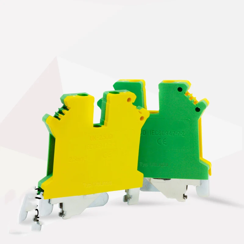 

10pcs yellow green terminal USLKG3 universal guide UK3N matching 2.5mm square 3JD wire terminal connectors