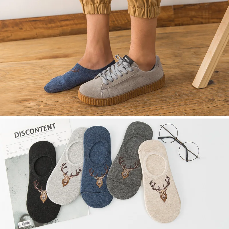 

5 pairs of spring and summer fashion men's low to help non-slip invisible silicone anti-slip lining soft breathable cotton socks
