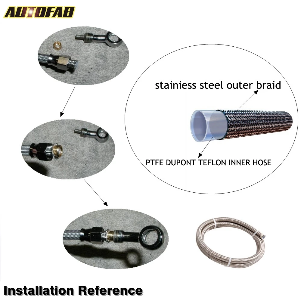 AUTOAFB-50 м AN3 ID: 1/" Плетеный ss ptfe тормозной шланг для автомобиля мотоцикла Гидравлический Тормозной топливный шланг AF-TFL03