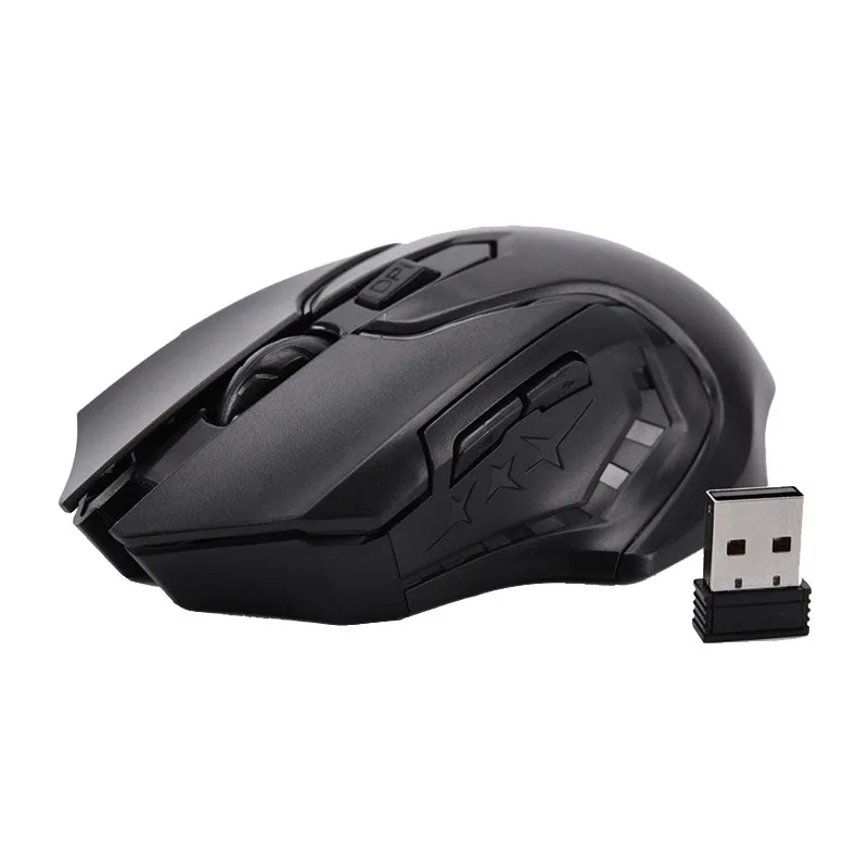 

USB Wireless Gaming Mouse 1600 DPI 6 buttons ergonomic design for 2.4G DPI Levels 1600/1200/800dPI USB Nano
