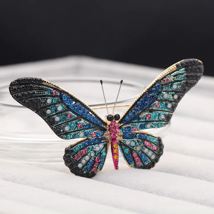 

Bilincolor cubic zircon muliticolor big butterfly brooch for women