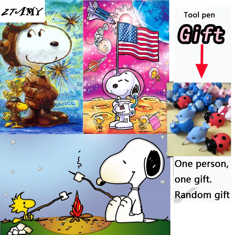 

5d diy full drill Diamond Painting by Number Kits Cartoon Cute dog Snoopy Full Drill 3d Rhinestone Embroidery Cross Stitch gift
