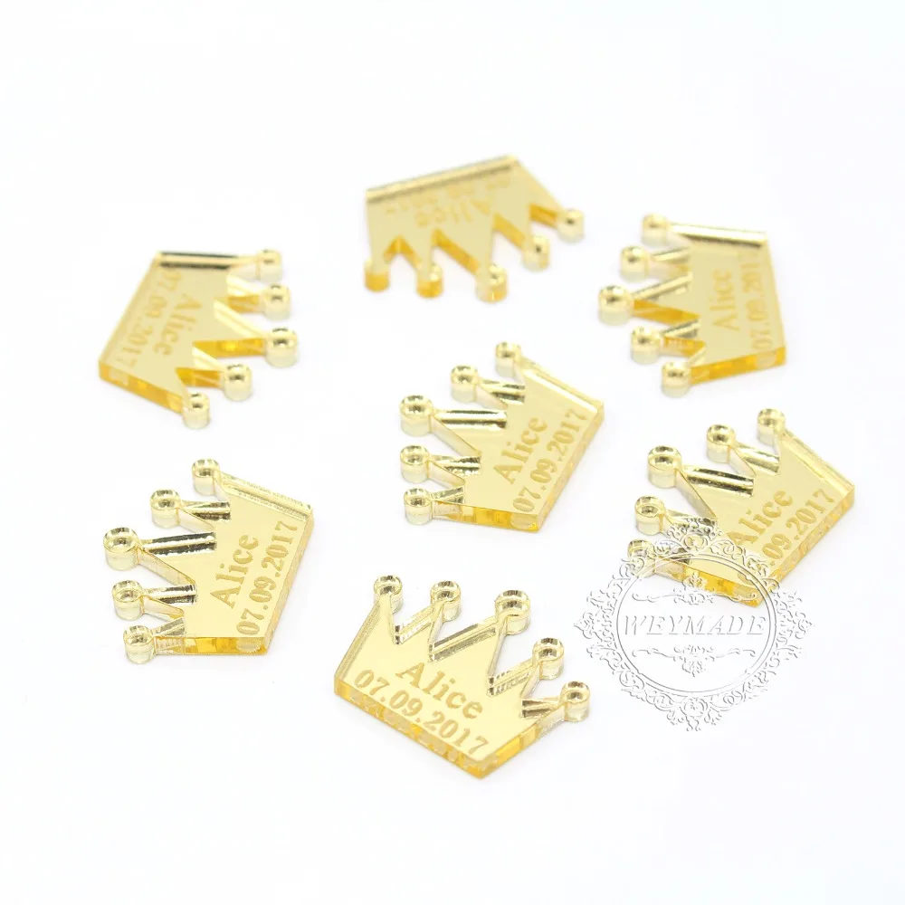 50* Personalized Gold Crown Baby Shower Table Decoration Prince Birthday Party Table Favor Centerpieces Decor Kid Gift Confetti