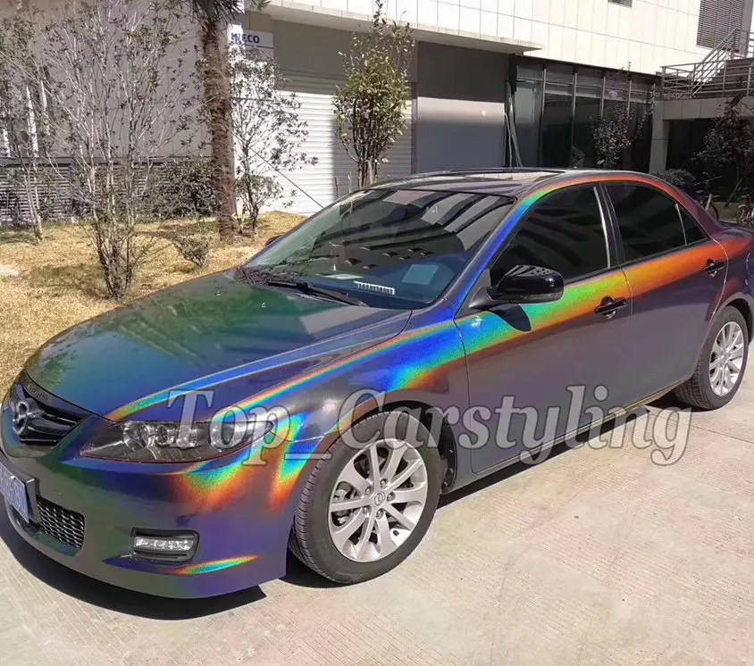 Gloss Metallic Rainbow Black Vinyl Wrap with ADT GGRB228 - Psychedelic Flip  Colour