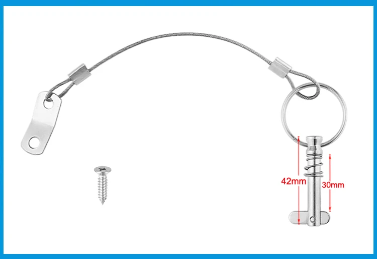 2 шт., BSET MATEL, 6,3 мм, 1/4 дюйма, быстроразъемный штифт со шнурком для лодки, Бимини, верхняя палубная петля, морская фурнитура, нержавеющая сталь, 316