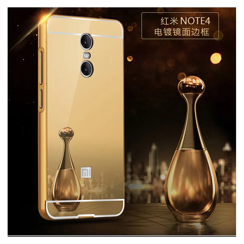 Mirror case For Xiaomi Redmi note 4 Aluminum Metal Frame + PC Back