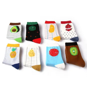 

Cotton Jacquard Fruit Socks Women Lovely Striped Avocado Food Socks Dot Point New Design Ukraine Kawaii Cute Funny Spring Socks