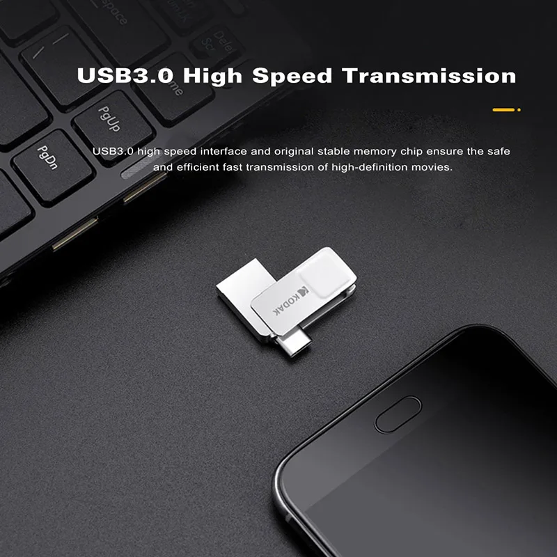 Оригинальный USB флеш накопитель Kodak USB3.1 с двумя интерфейсами металлический K223C 16