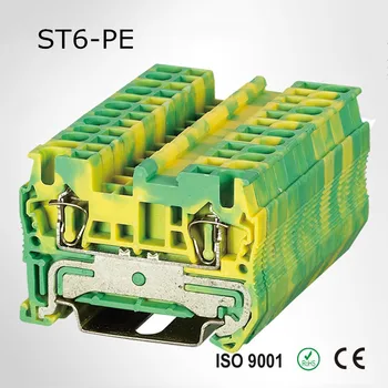 

10pcs ST6-PE Phoenix Type Din Rail Ground Earth Universal Spring Quick Connector United Modular Terminal Block ST-6PE