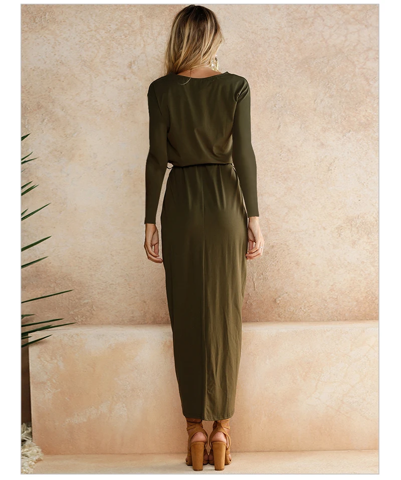 Autumn Bodycon Dress Women Sexy Split Bandage Long Sleeve Plus Size Casual Vestidos Mujer 2018 Maxi Asymmetrical O-neck Dresses  (37)