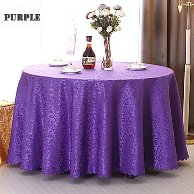 Разноразмерная жаккардовая полиэфирная ткань для свадебной вечеринки, однотонная круглая скатерть для отеля, прямоугольная скатерть для дома, обеденного стола - Цвет: Purple