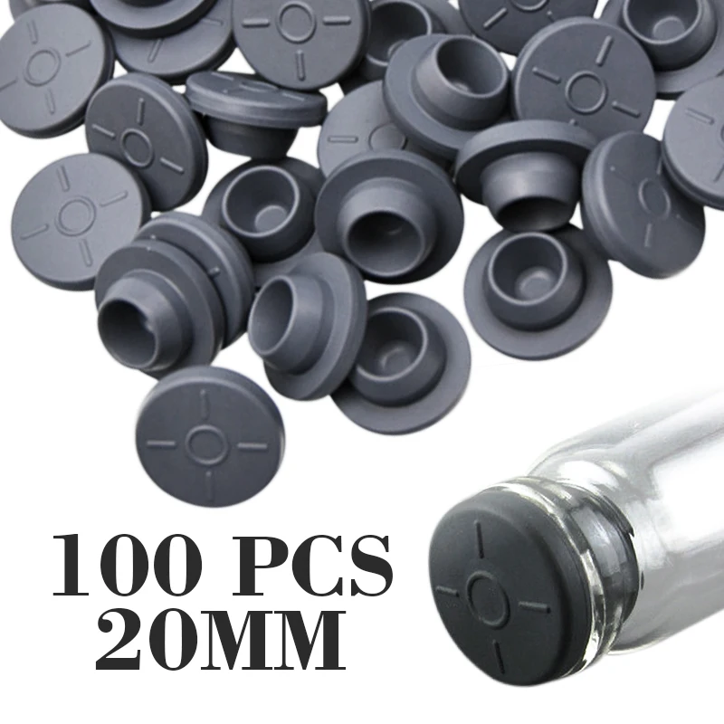 100pcs 20mm Butyl Rubber Stopper Medical Rubber for Vials Rubber Sealing Injection Vials Stopper Rubber Cap Grey Color