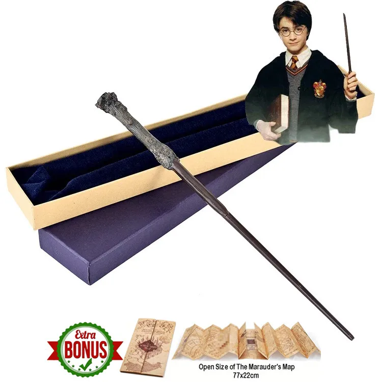 

Harri Potter Metal Core Magic Wand Sticker Wizard Birthday Christmas Halloween Party Gift Box Packing Girls Boys