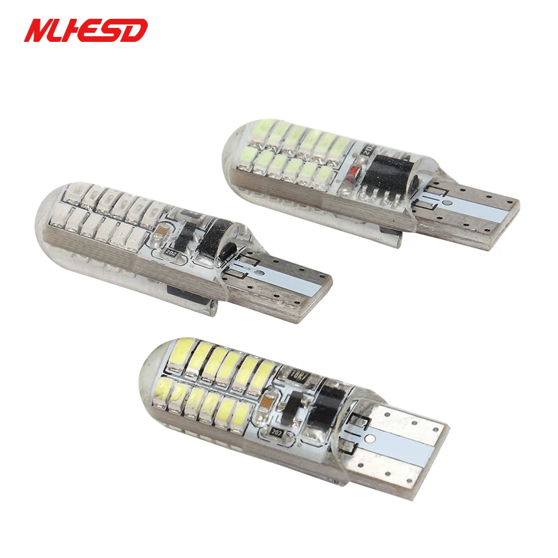 50x T10 печатной платы 194 168 W5W 3014 24 SMD 24 светодиодный кремнезема светодиодный свет лампы Super White Буле Габаритные огни 12 В flash 2 режима огни