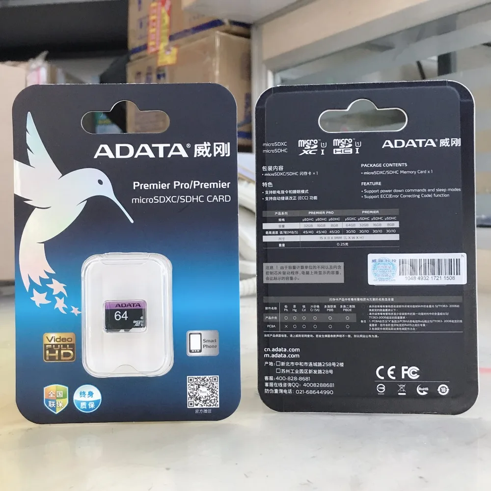 Карта памяти ADATA 16 Гб/32 ГБ/64 ГБ флэш-карта памяти Microsd TF/SD карты для смартфонов/планшетов