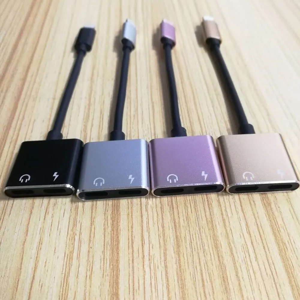 Beste 100 stks 2 in 1 Dual Jack Audio Adapter Kabel Voor iphone X 7 8 Plus Opladen Adapter Splitter Converter Telefoon Bellen Voor Alle IOS