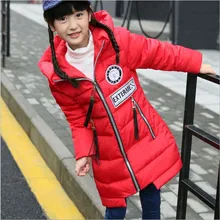 Winter Girls Winter Jackets 2017 Fashion Hooded Long Thick Warm Down Coat Children Down & Parkas For 6-13 year
