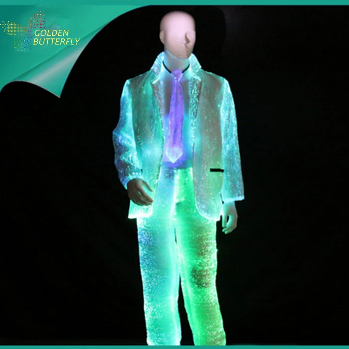 LED Suits Glowing Coat And Pants 2017 Fashion Luminous Suit Fiber
