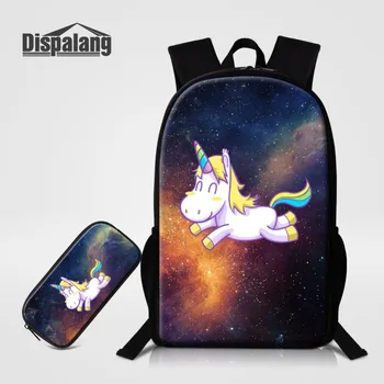 

Dispalang Unicorn Backpack for Teenage Girls Universe Space Students School Bag with Pencil Case Kids Rucksack Bookbag Mochilas