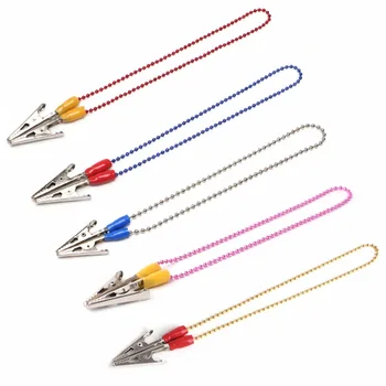 

New 1 Pc Napkin Holder Dental Lab Bib Crocodile Clip Flexible Metal Ball Chain