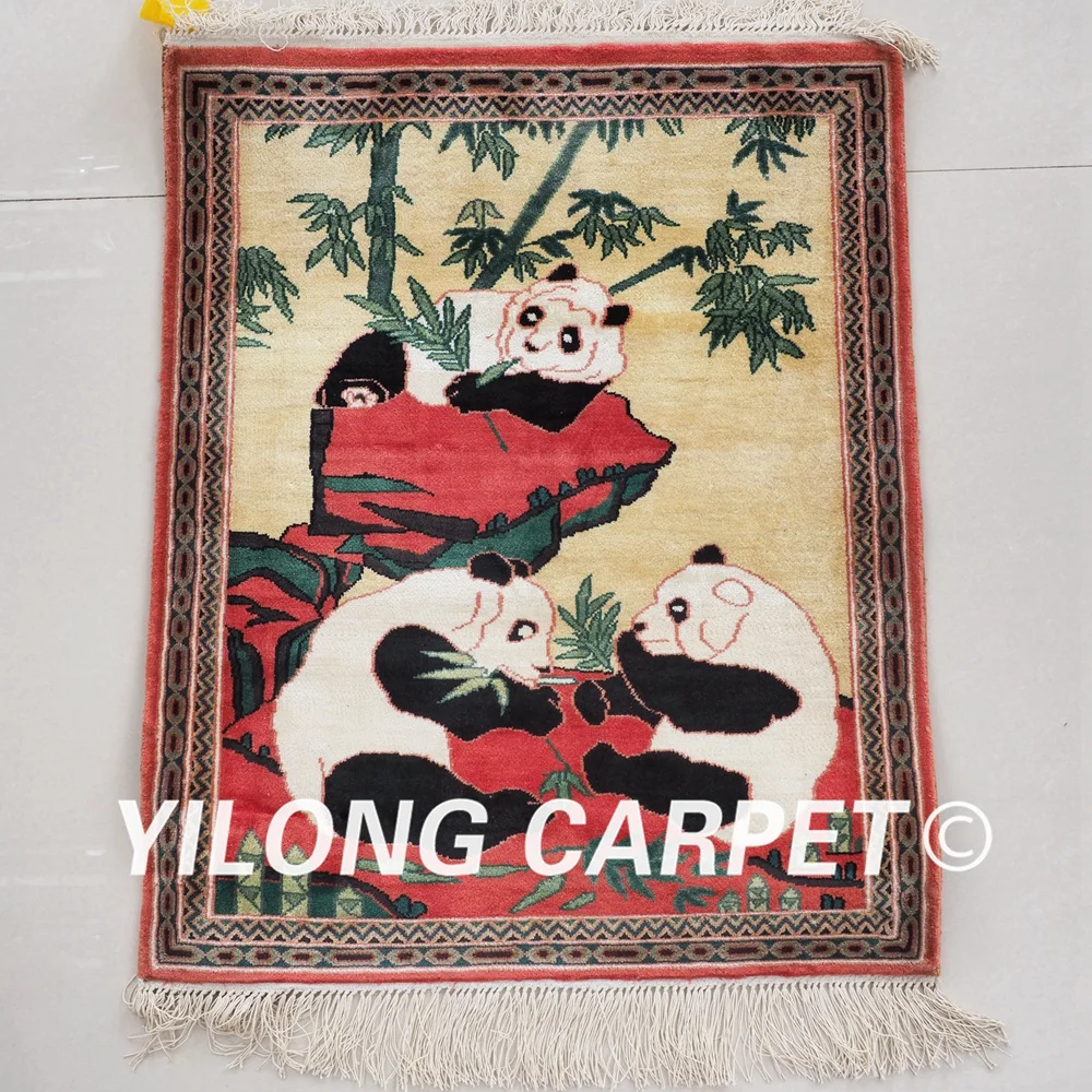 

Yilong 1.5'x2' chinese handmade high quality small carpet pandas pattern rug of china (YX098A1.5x2)