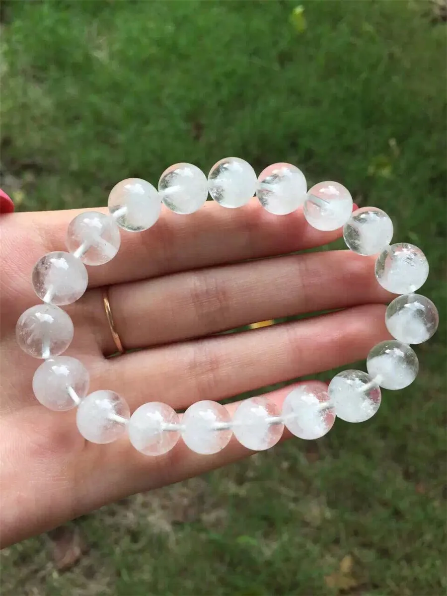 

10mm Genuine Natural White Phantom Quartz Bracelets Women Female Stretch Healing AAAAA Round Bead Bracelet