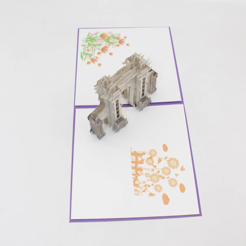 3D Ручная работа Tsinghua Университетская архитектура Пекин Цинхуа Юань бумажные поздравительные открытки Почтовая открытка бизнес подарок сувенир
