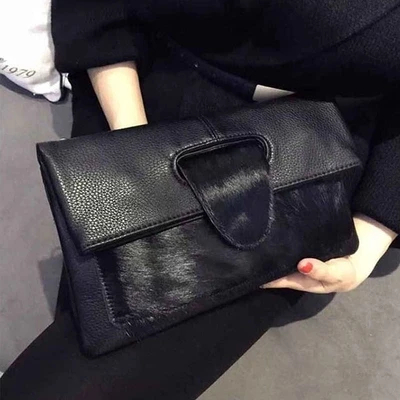 

2018 women's bag new fashion clutch bag horse hair tongue envelope bag shoulder diagonal female bag sexy luxury