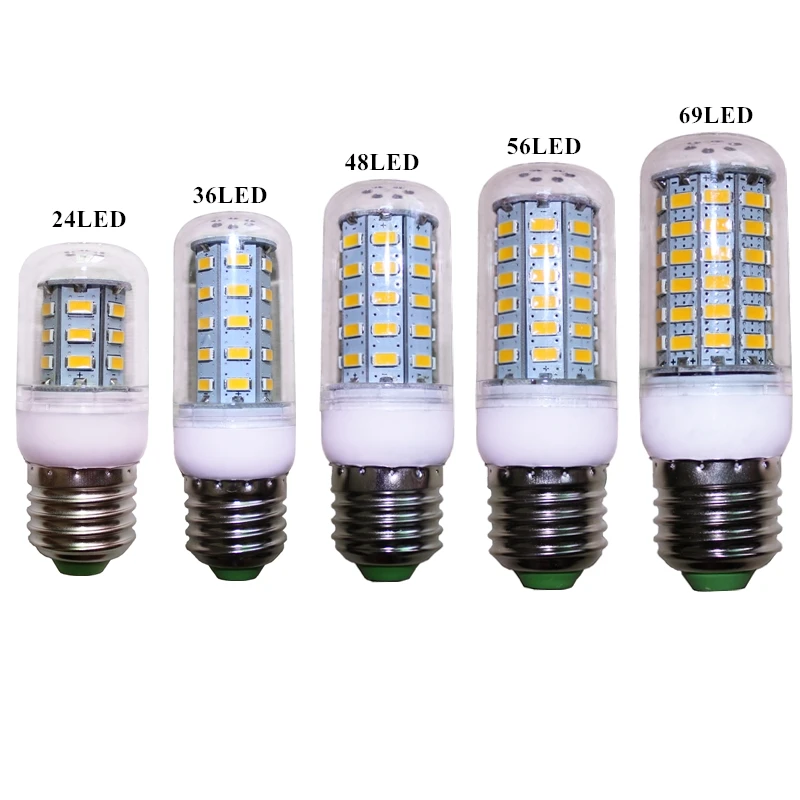 

E27 LED Lamp E14 LED Bulb SMD5730 220V Corn Bulb 24 36 48 56 69 72LEDs Chandelier Candle LED Light For Home Decoration