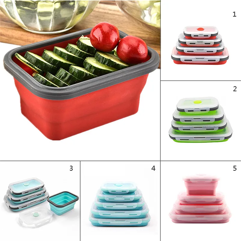 

1PCS Fashionable & Stackable Food Storage Containers, Silicone Collapsible Lunch Bento Box, Freezer to Microwave Oven Safe