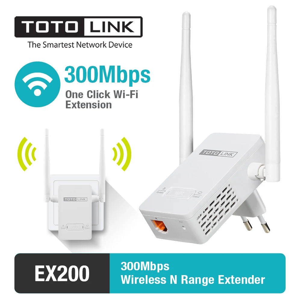 TOTOLINK EX200 300Mbps Wireless N Easy Setup Range Extender Wireless Repeater WiFi Repeater With 2 4dBi