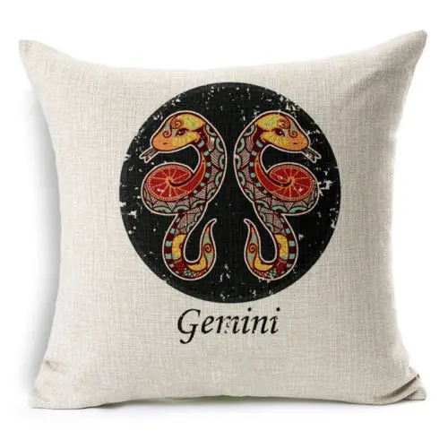 4.Gemini HGLEGYW тканые хлопковые льняные наволочки для подушек, для дома торговые знаки на чехол для подушки зодиака 12 - Цвет: 4.Gemini