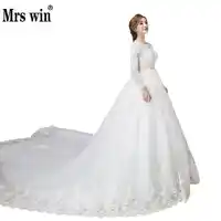 Wedding Dress The White Bride Elegant Ball Gown Classic Brush Train Sexy Backless Princess Illusion Vestido De Noiva F