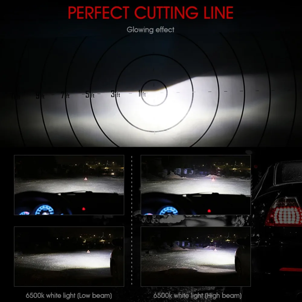 Foxcncar 4 Side Lumens COB 100W 10000lm H4 Hi lo H7 H11 9005 9006 Car LED Headlight Bulbs Auto Led Headlamp LED Light 12v 24v