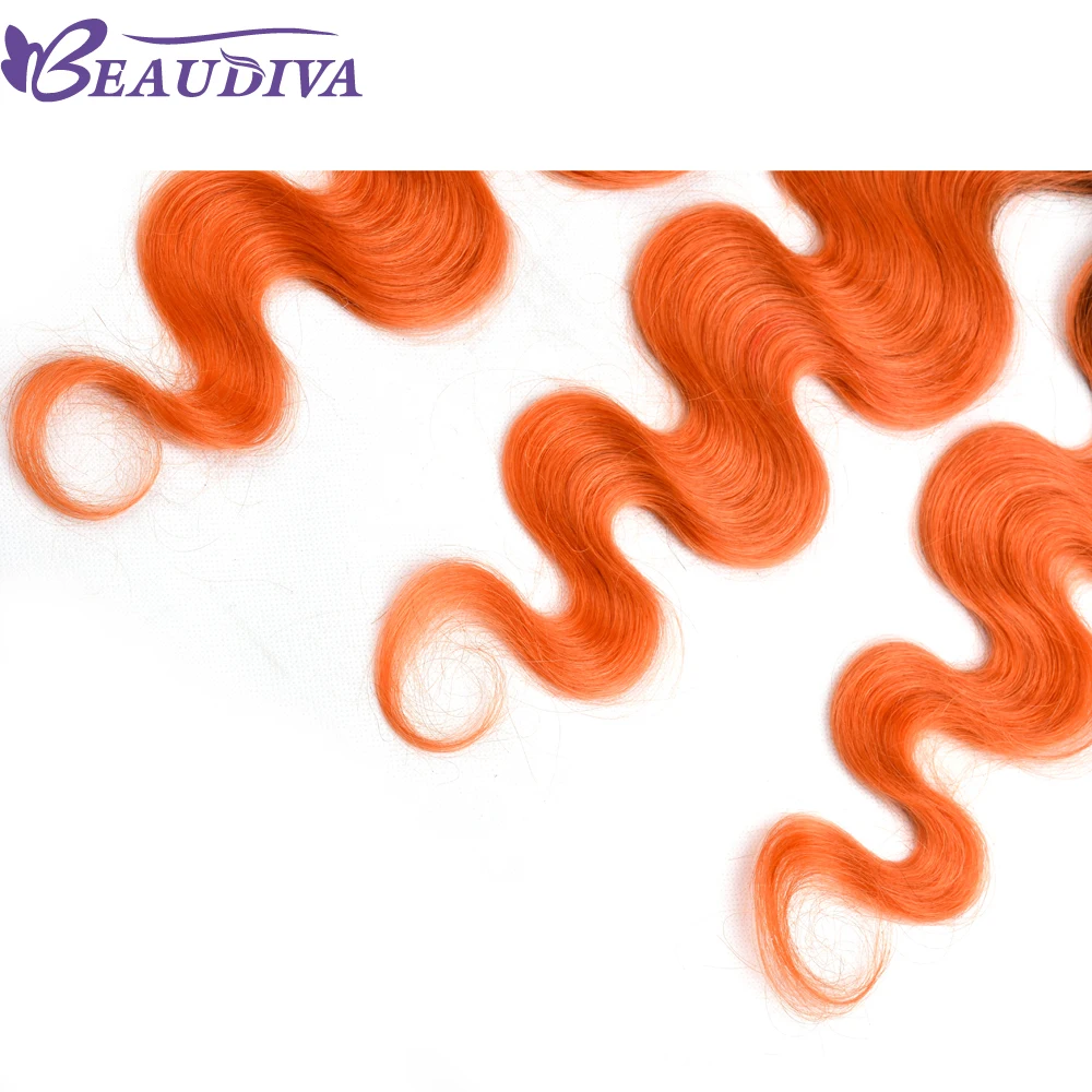 Lustiva волосы T1B/оранжевые волосы 3 пучка с закрытием перуанские накладные волосы пучки 1" x 4" Топ Кружева Закрытие с ребенком волос Remyhair