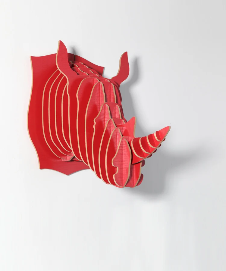 

Real carved good wood red rhino head ornament art home decor,wooden craft DIY animal head novelty items&gift hanging wall decor