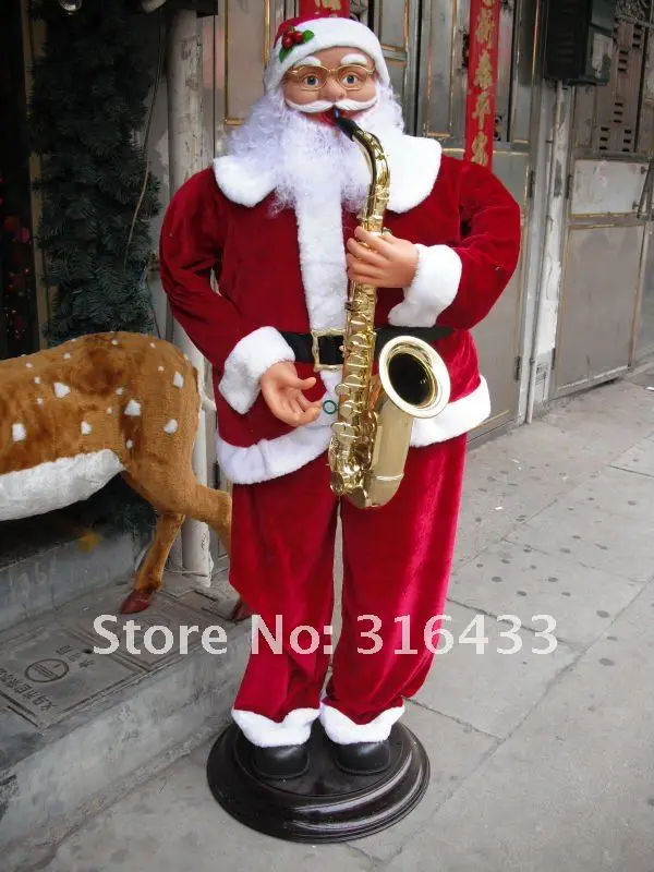 FREE SHIPPING Christmas Ornament Electric DANCING Saxophone SANTA Claus 70" Hin Christmas from