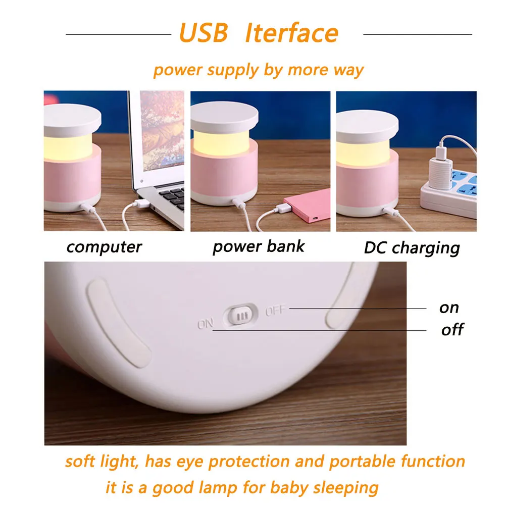 Творческий телескопические ночник светодиодный USB Мощность мини настольная лампа для Спальня детская Ночная лампа переносной ночника для