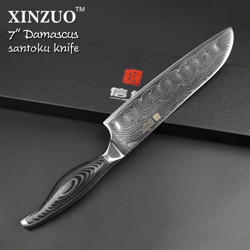 XINZUO 7 дюймов нож Santoku японский VG10 73 слоев дамасский супер стальной кухонный нож острые японские ножи повара Pakkawood ручка