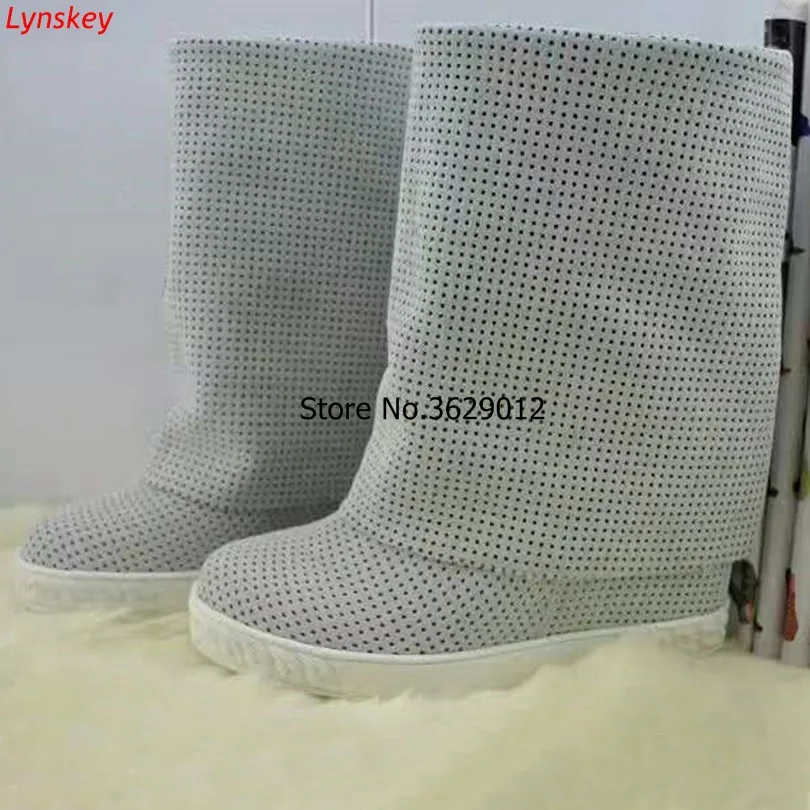 

Spring Autumn New Fashion Suede Leather Women Knee High Boots Sexy Round Toe Ladies Hidden Wedge Heel Boots