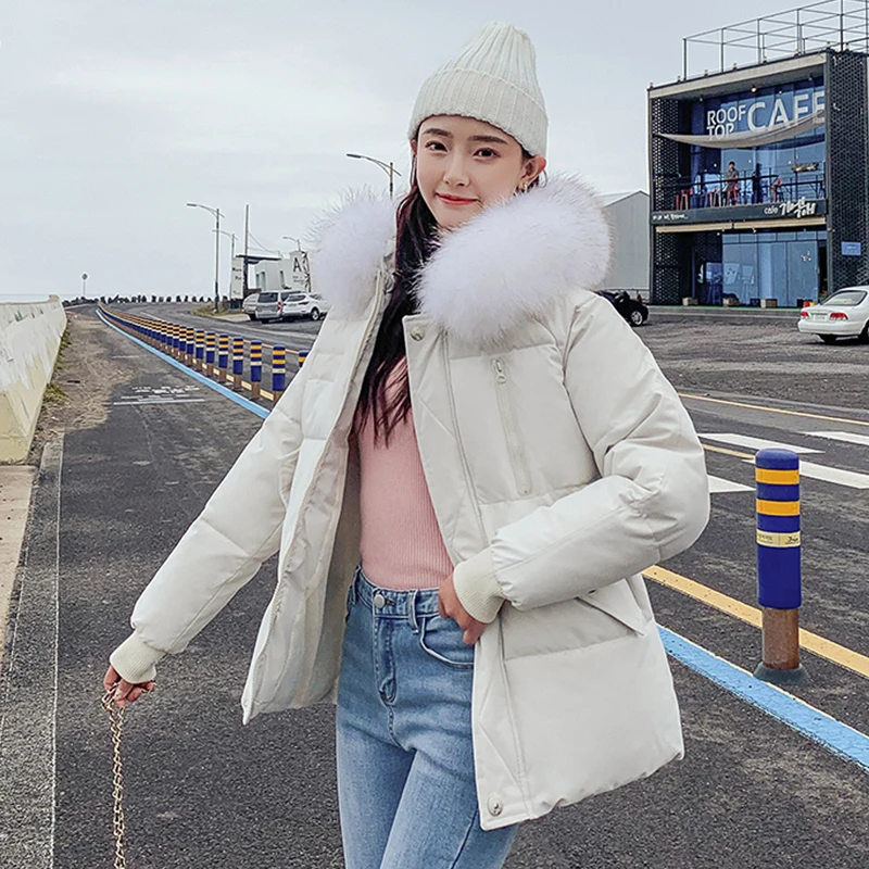 

WXWT Women's Outerwear & parkas 2019 winter fashion hooded fur collar warm thick cotton jacket Russia out snow down jacket