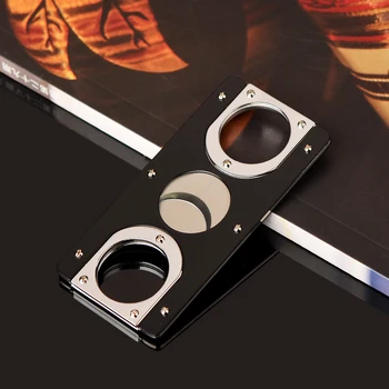 

High-end Portable Gadgets Black Stainless Steel Sharp Dual Blades Cigar Cutter Cigar scissors