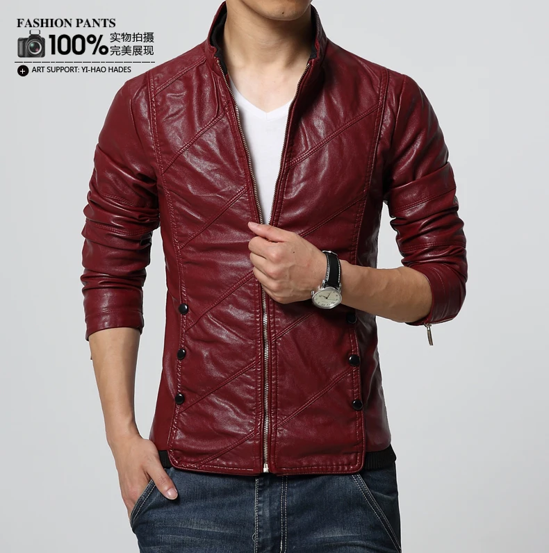 Мужская мотоциклетная кожаная куртка мужская осенне-зимняя кожаная ...